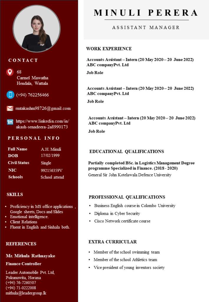 CV Template (ATS Friendly Canadian Format) – CV Lanka